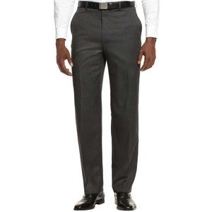 Shaquille O'Neal Mini Striped Flat Front Dress Pants Charcoal 34 x 34